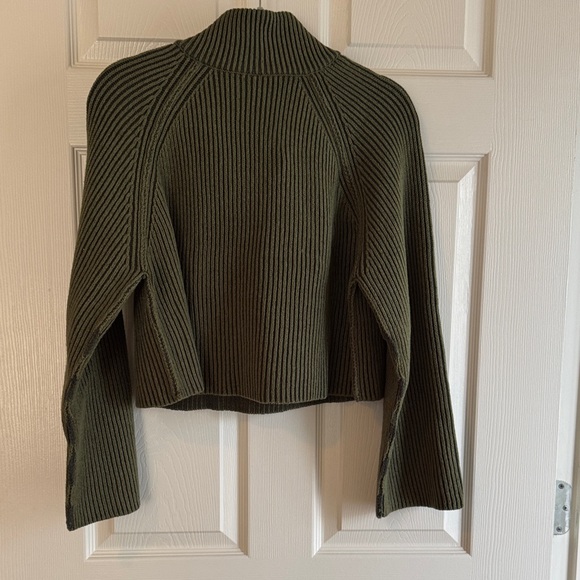 Free People Olive Green Ribbed Knit Half Zip Sweater XS - Picture 6 of 8